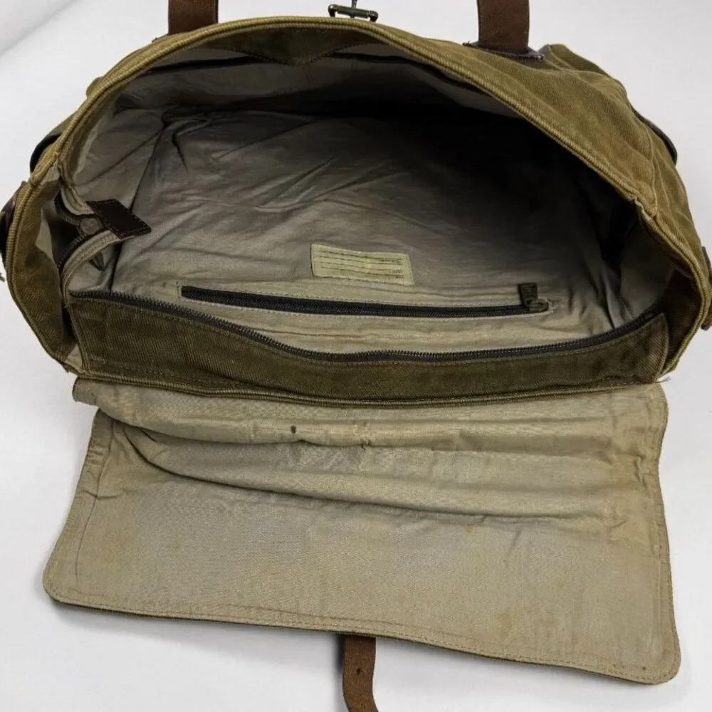 JACK SPADE Green Canvas Leather Weekend Laptop Work Bag Mens Unisex